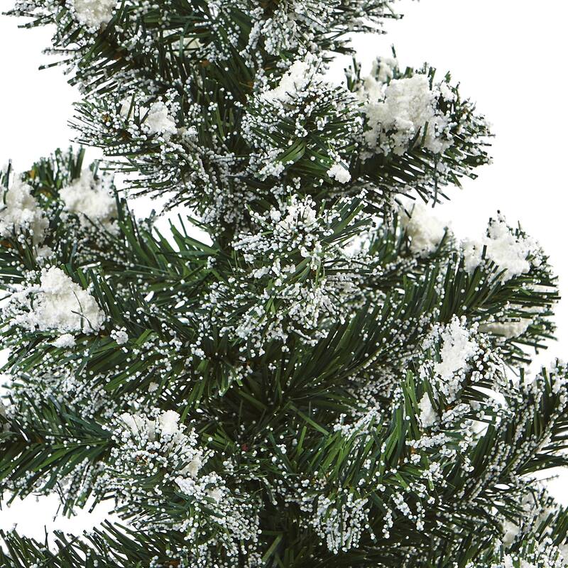 Snowy Pine Trees Set of 2 - 18 Inch Farmhouse Mini Christmas Trees with Planters - 1.5ft.