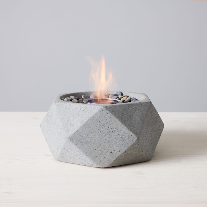 Geo Table Top Fire Bowl - Pewter