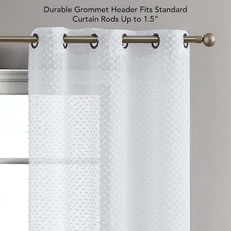 Creative Home Ideas Mia Embellished Sheer Grommet Window Curtain Panel Pair with Tiebacks,