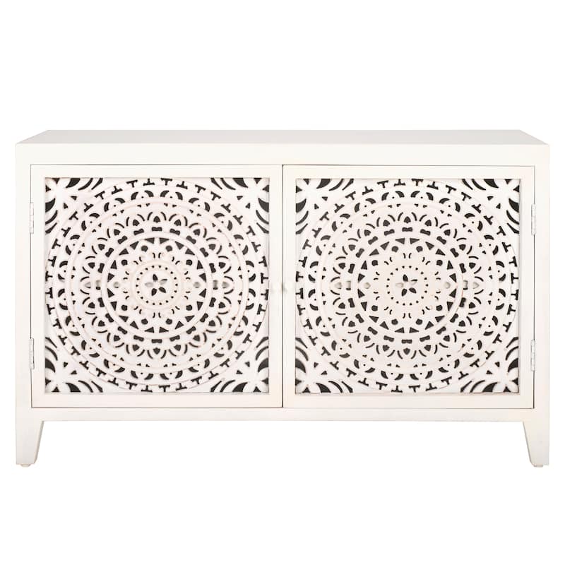 SAFAVIEH Giselle 2-Shelf 2-Door Media Stand (Fully Assembled) - 42 In. W x 15 In. D x 26 In. H - 42Wx15Dx26H