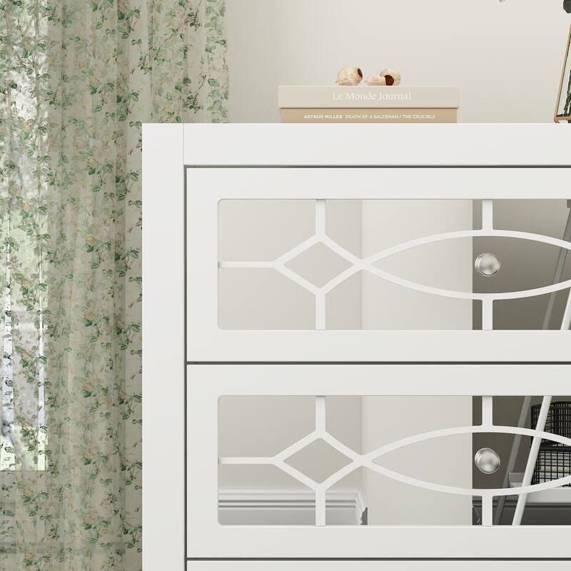 End Table Nightstand Bedside Table Mirrored Cutout Chest Beside Table