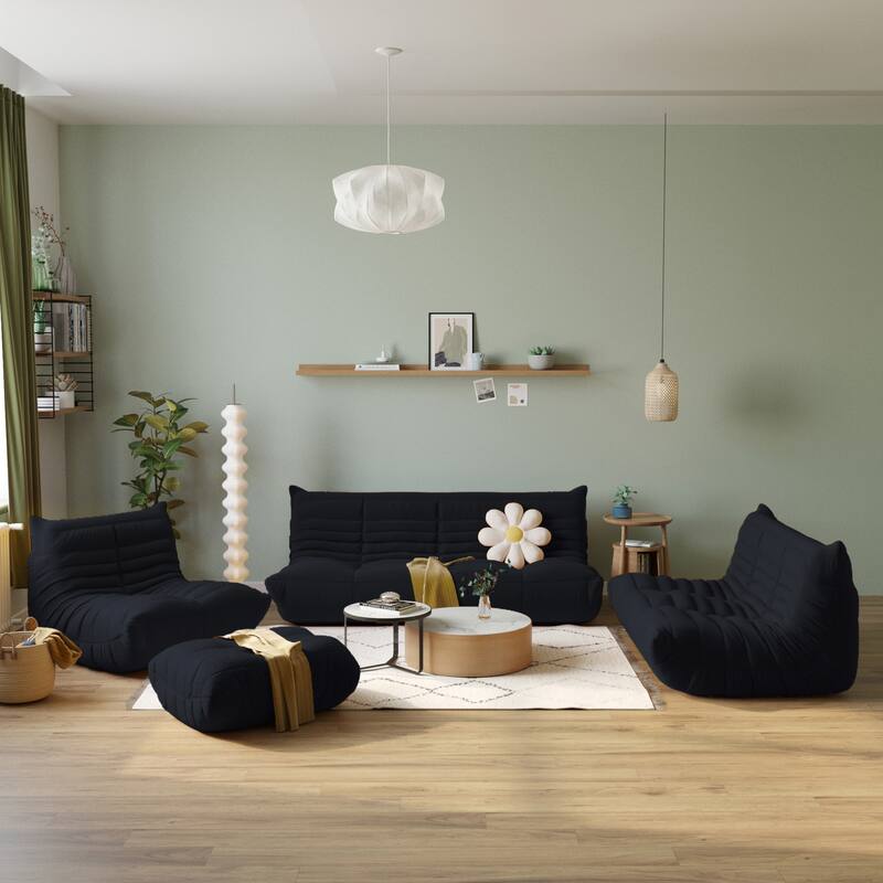 Lazy Floor Sofa Couch Modern Teddy Fabric Sofa Living Room Sofa Bean Bag Chair