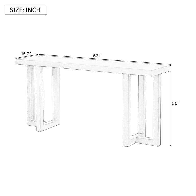 Geometric Design Console Table with Solid Pine Legs