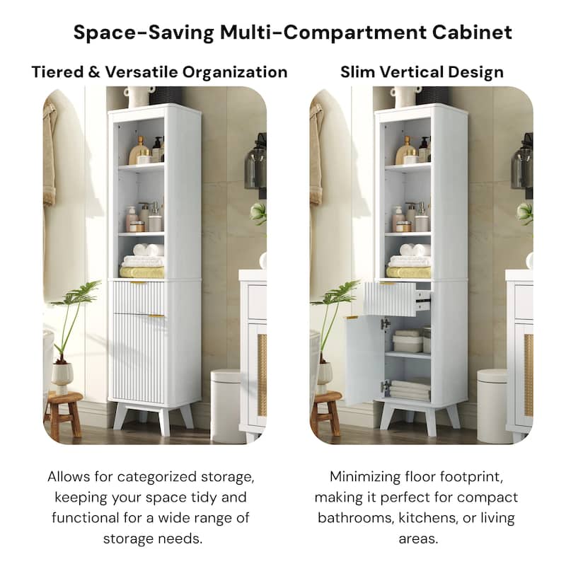 Christopher Knight Home - Modern Linen Tower with Adjustable Shelves, Drawer and Door