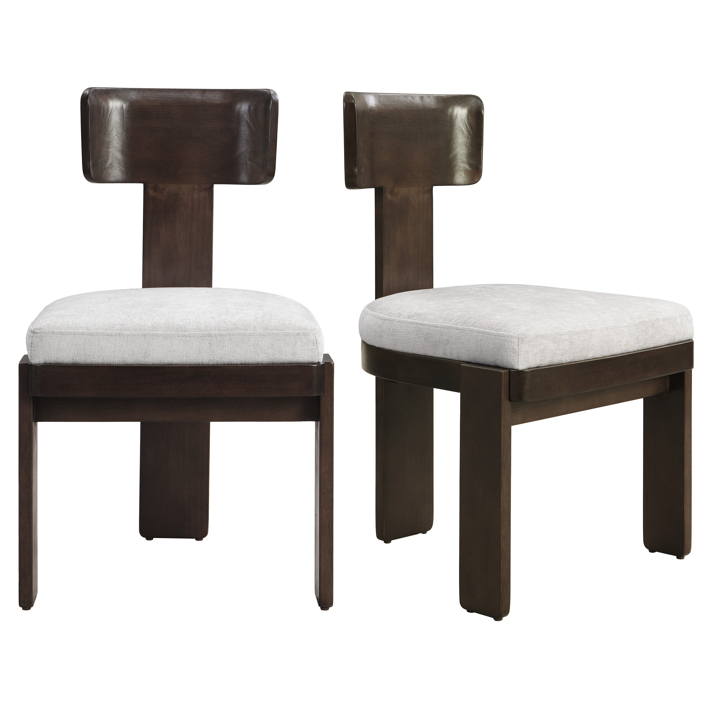 Dining Chairs Set of 2 Fabric Side Chairs with Beige Seating