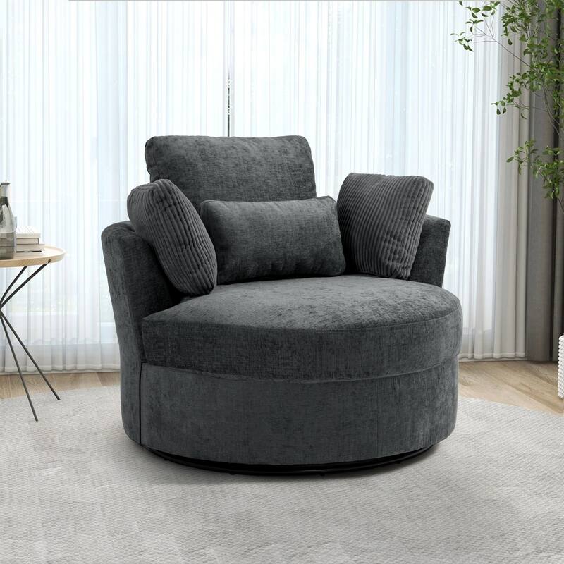 Modern Swivel Chair with Pillows for living room