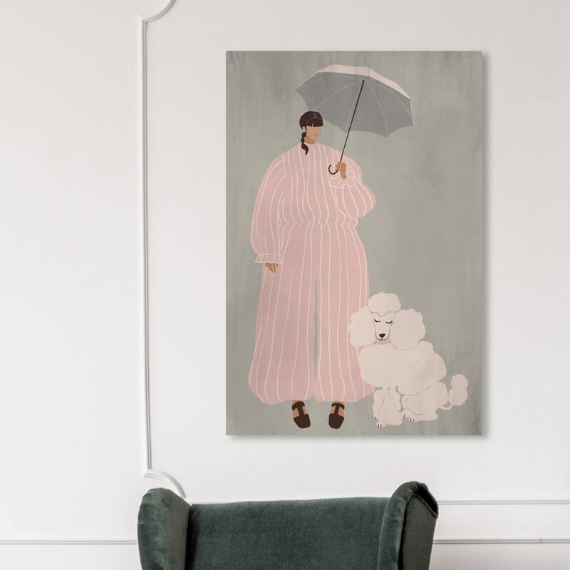 Wynwood Studio Canvas Fashion and Glam Fluff and Stripes Pink and Light Pink Modern & Contemporary Wall Art Canvas Print - 45 x 30