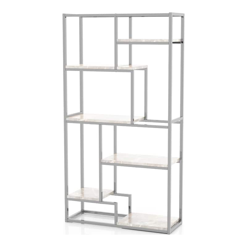 Kinnego Contemporary 6-Shelf Metal Bookcase by Furniture of America