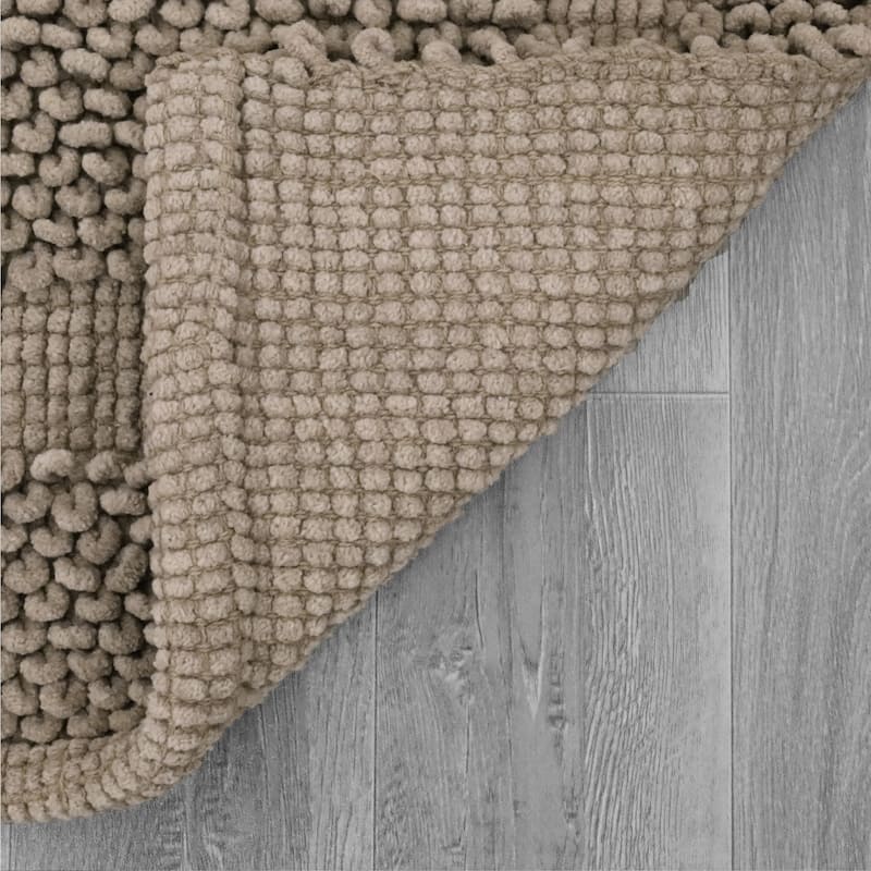 Sophie Border Ultra-plush Chenille Non-Slip Cotton Bath Mat (Set of 2)
