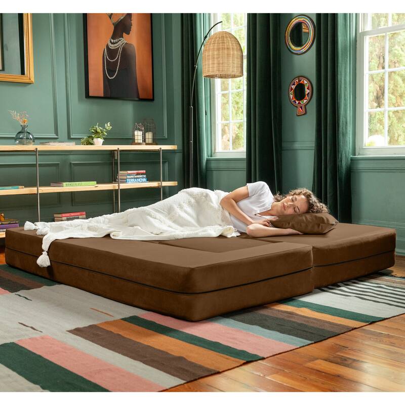 Porch & Den California King Convertible Sleeper Sofa and Ottomans