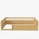 preview thumbnail 7 of 8, Full Size Floor Bed Safety Kids Bed with High Guardrails (19.6 inch), Concise Bed Frame for Boys Girls Kids Toddler, Natural