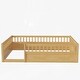 preview thumbnail 9 of 7, Natural Full Size Floor Bed Frame with Fence, Kids Beds Frame for Bedroom Playroom