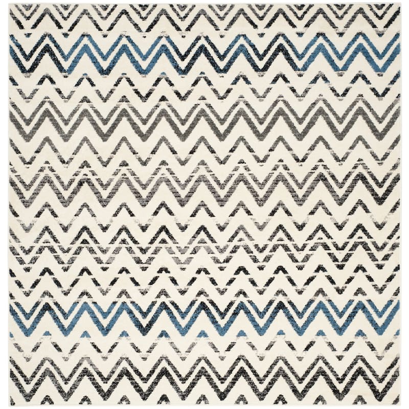 SAFAVIEH Evoke Liuba Distressed Vintage Boho Rug - 6' Square - Cream/Blue