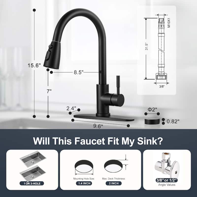 WOWOW Single Handle Pull Down Sprayer Kitchen Faucet with Mobile Sensor