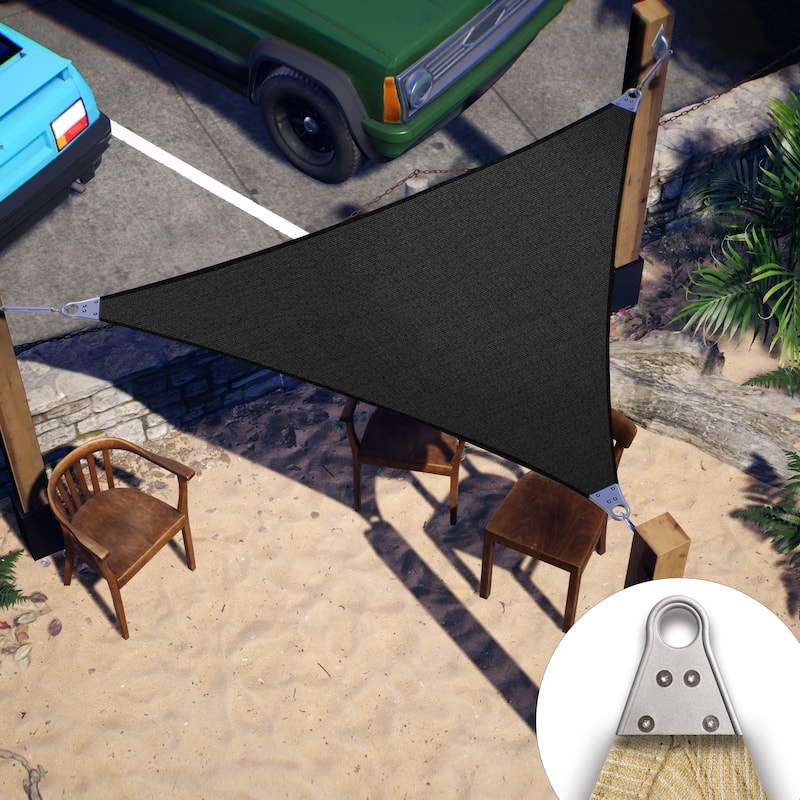 ColourTreeUSA Triangle Sun Shade Sail Reinforced Super Ring HDPE Mesh Fabric Screen Canopy UV Block 260 GSM