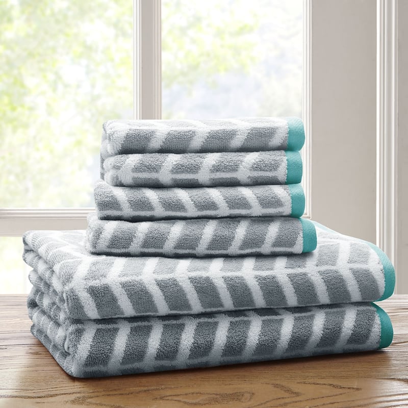 Intelligent Design Nadia 6 Piece Cotton Jacquard Towel Set - Seafoam