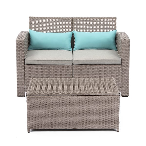 Cosiest 2 Piece Outdoor Patio Furniture Wicker Love Seat With Cushions Overstock 31500493