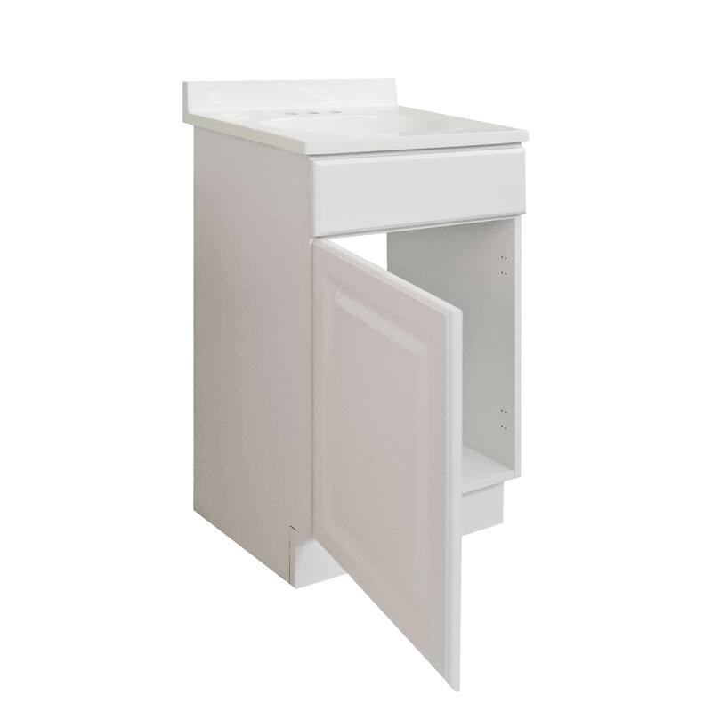Design House 591032 Wyndham 1-Door Bathroom Vanity with Cultured Marble 4" Centerset White on White Vanity Top