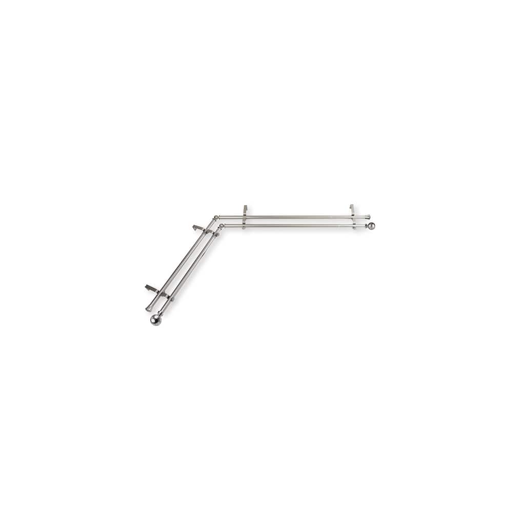 Corner Window Curtain Rod Double Rod Adjustable 120-170 Inch Satin Nickel - M