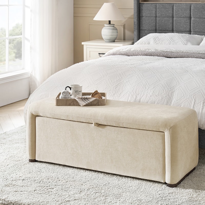 Gustavo Contemporary Storage Bench with Solid Wood Legs by HULALA HOME