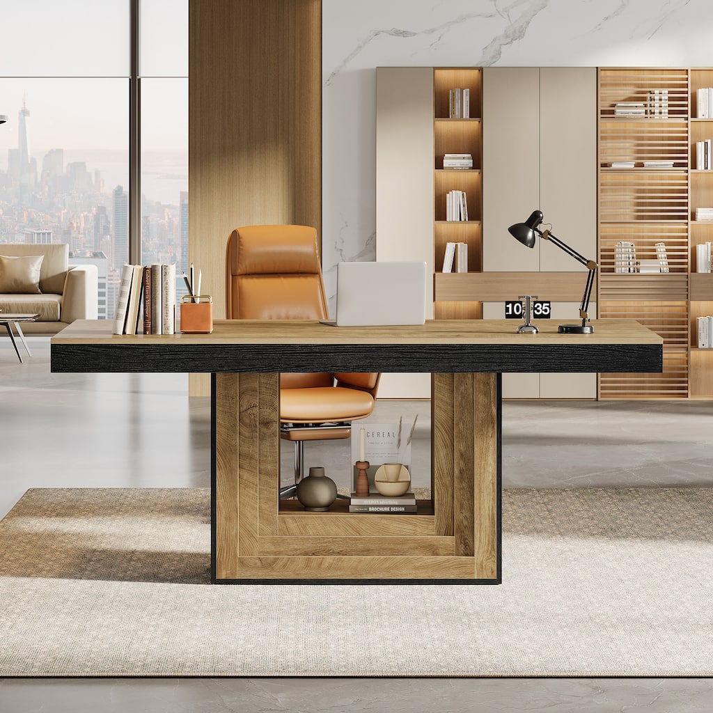 Large Rectangular Conference Table with Sturdy Base