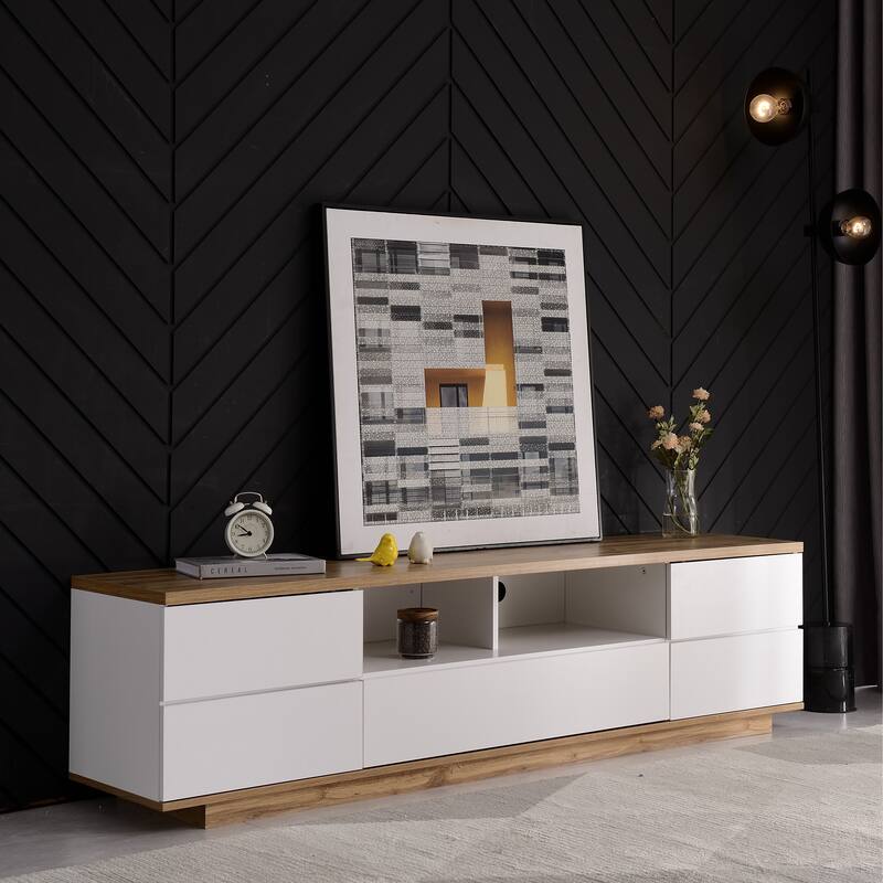 Rectangle TV Stand for TVs up to 80", Media Console with Storage, Entertainment Center with Door Rebound Device