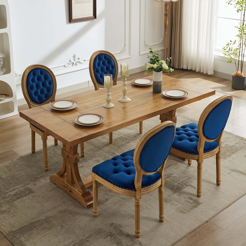 Solid Wood Frame Velvet Dining Chair with Nailhead Trim,Set of 2