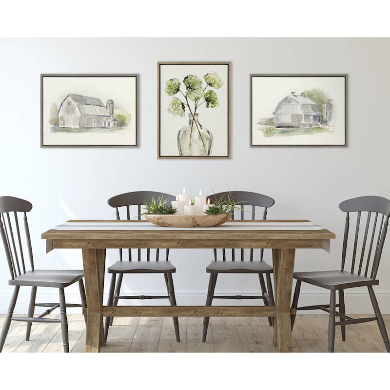 Kate and Laurel Sylvie Greenery Vase Framed Canvas by Sara Berrenson