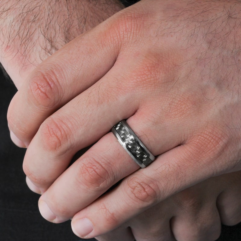 Steel Nation Stainless Steel Carbon Fiber Center 8mm Band