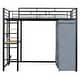 preview thumbnail 20 of 18, Twin Loft Bed with Desk, Shelves, Power Outlet, LED Light & Wardrobe, Black