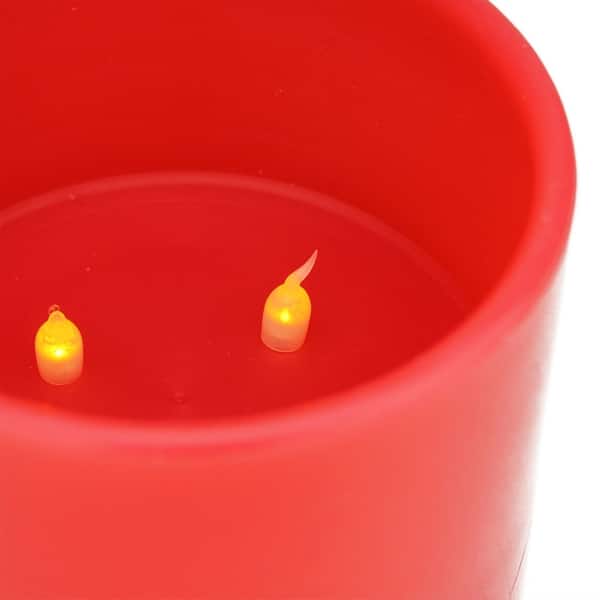 Shop Black Friday Deals On 6 Red Battery Operated Flameless Flickering Christmas Pillar Candle Overstock 16538491