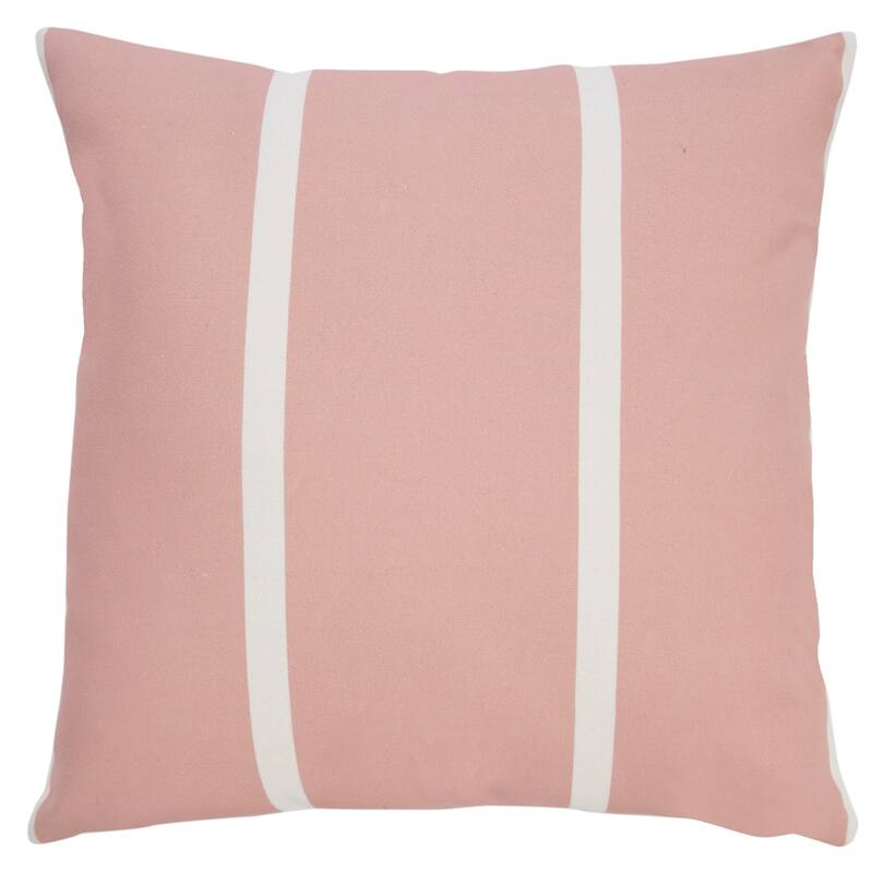Handwoven Striped Outdoor Square Throw Pillow Cover - 20" - Pink and Cream