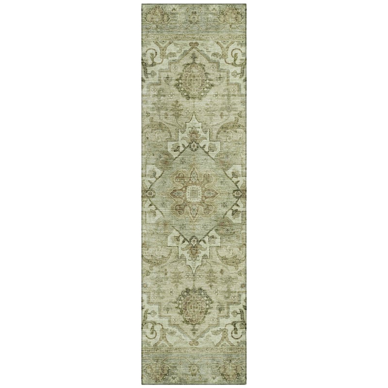 Machine Washable Indoor/Outdoor Traditional Vintage Chantille Rug