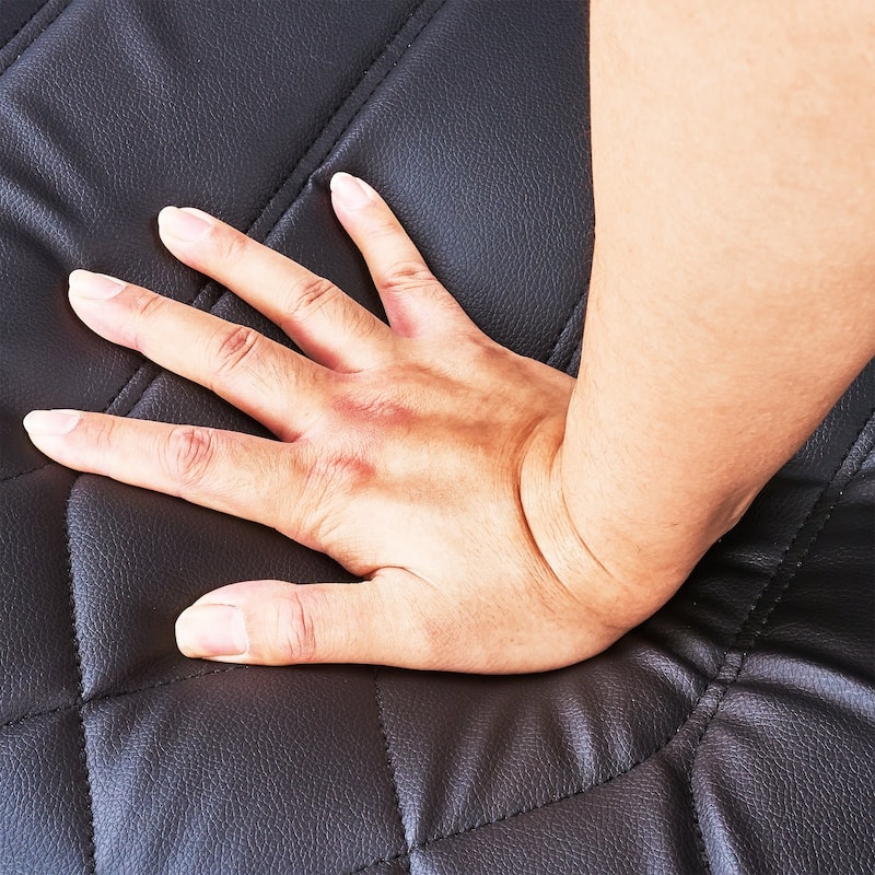 VECELO Mid Century Black PU Leather Accent Chair Lounge Chair with Removable Pillows Wooden Arms 300 lb Capacity for Living Room