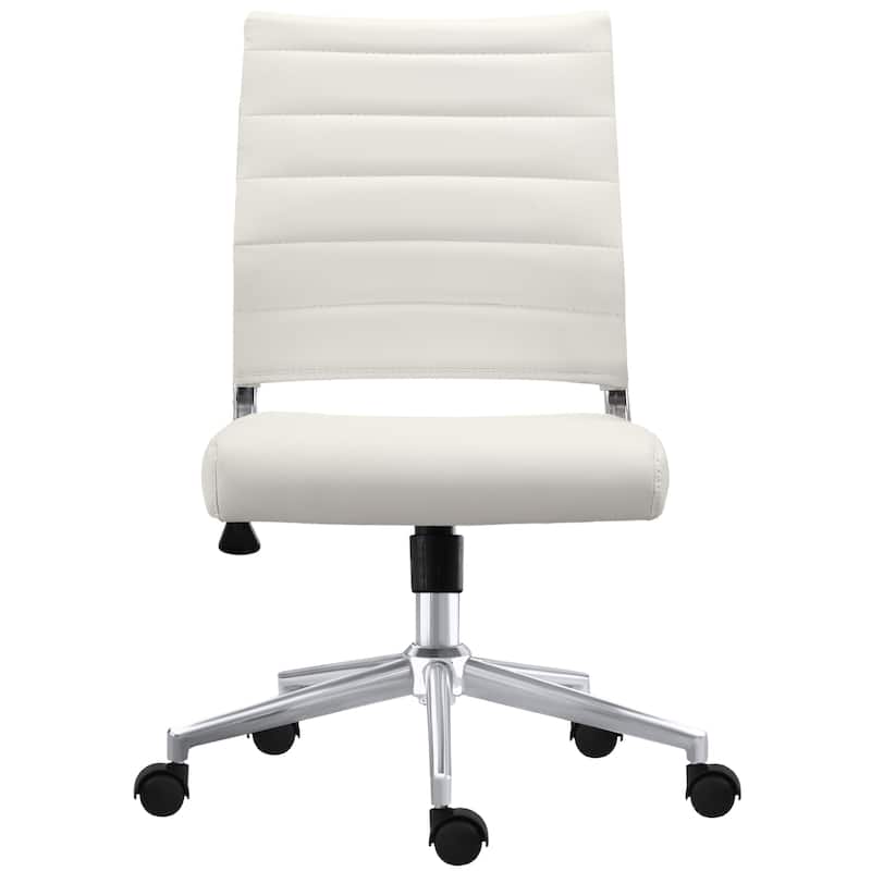 (Retired) Ergonomic Executive Mid back PU Leather Office Chair Armless Side No Arms Tilt With Wheels and Padded Cushioned Seat