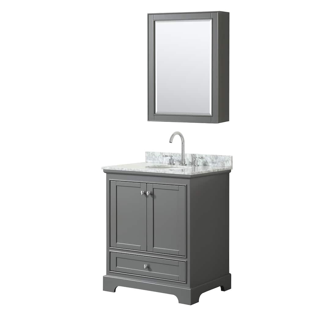 Deborah 30-inch Dark Gray Single Vanity, Oval Sink, Med Cab