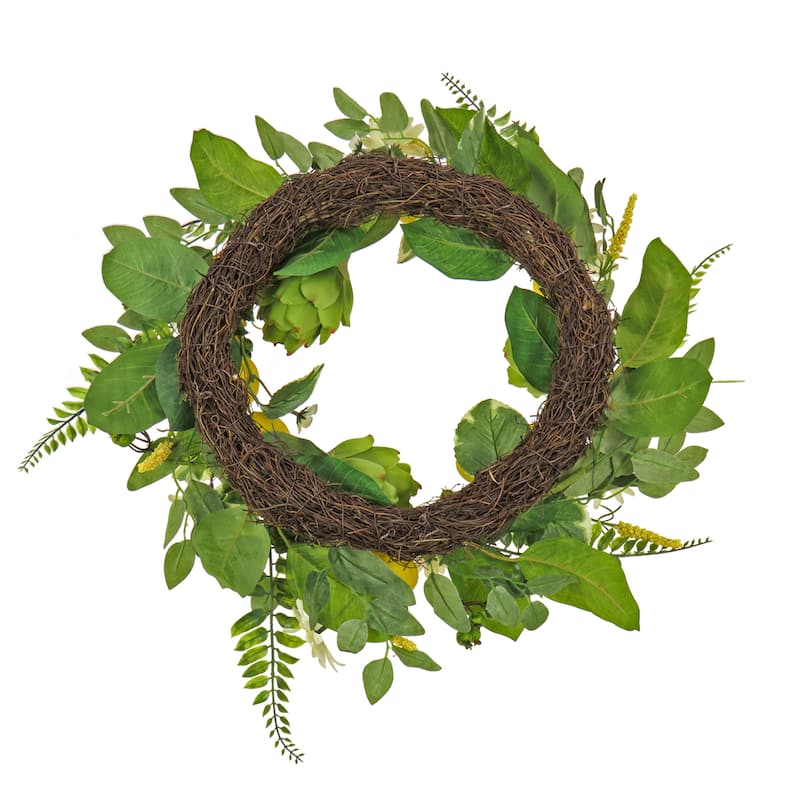National Tree Company 22 in. Daisy, Artichoke and Lemon Wreath
