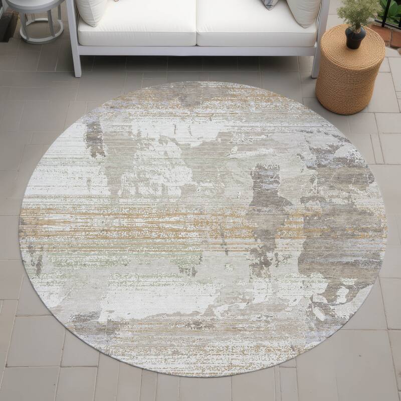 Machine Washable Indoor/ Outdoor Chic Veta Chantille Rug - Ivory - 8' x 8'
