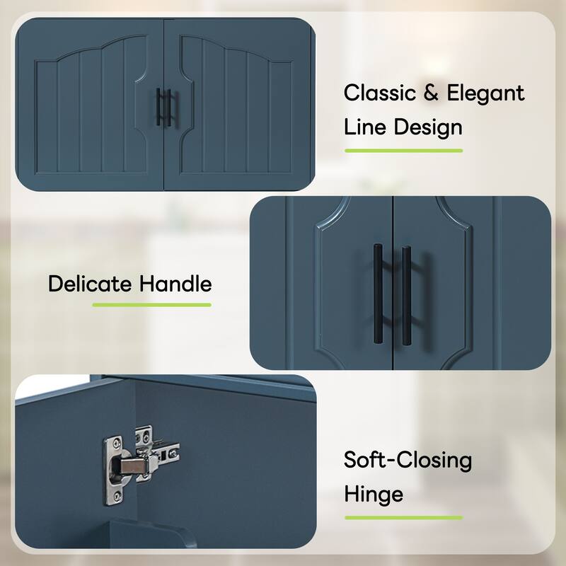 36'' Freestanding Bathroom Vanity with White Integrated Ceramic Sink - 36.06'' x 18.46'' x 33.78''