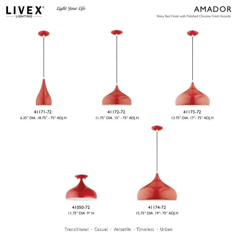 Livex Lighting 1-Light Mini Pendant, 41174-66, 41174-68, 41174-72