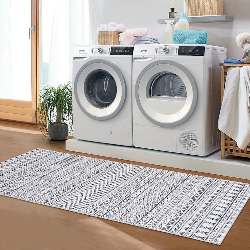 Garvee Moroccan Geometric Machine Washable Area Rug
