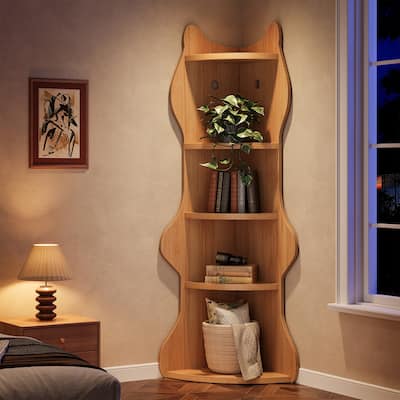5-Tier Corner Shelf, Unique Bookcase Bookshelf for Living Room, Home Office