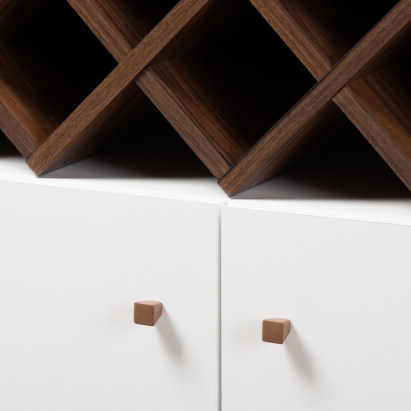 Modern Wine Cabinet with Glass Rack Drawer and Open Shelves - 66.14" High x 27.95" Wide x 13.39" Deep