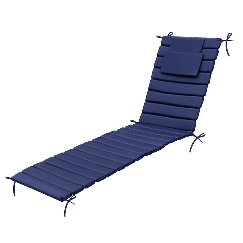 Outdoor Patio Chaise Lounge Cushions Pad with Straps - 79.9''-1PC - NavyBlue