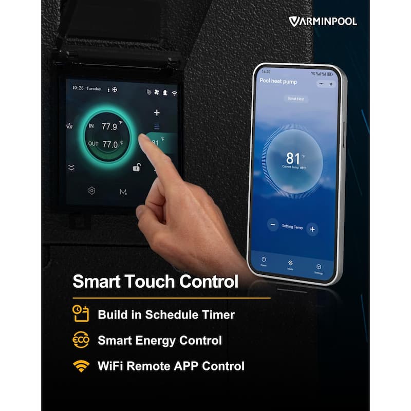 Pool Heat Pump 90000 BTU for 24000 Gallon Swimming Pools - 43"L x 17.5"W x 29.2"H