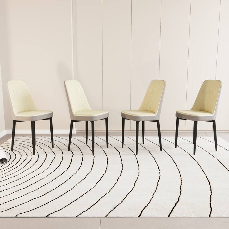 Dining Chairs Set of 4, Faux Leather Upholstered Dining Chairs with Metal Legs for Kitchen/Living Room/Restaurant