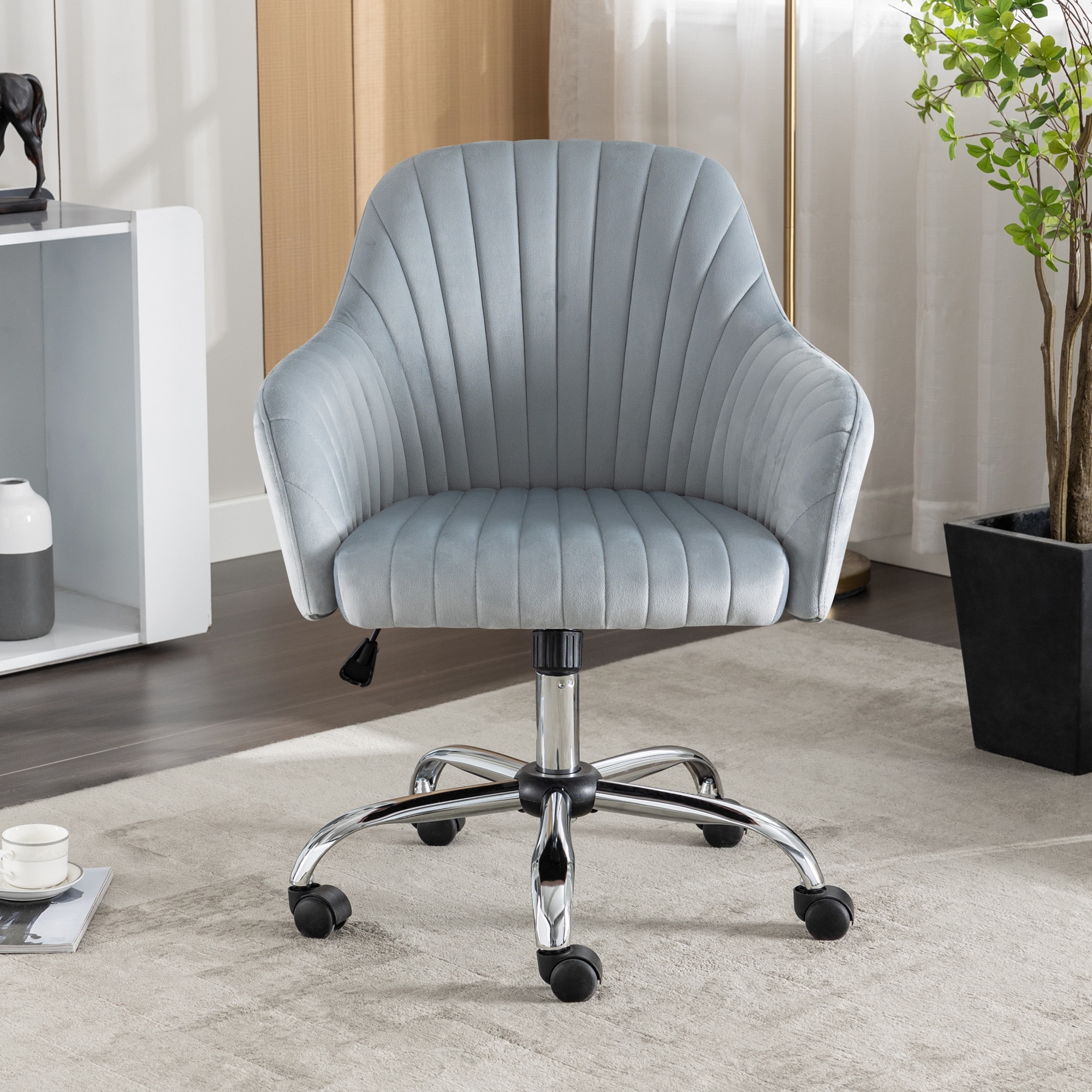 Rolling velvet on sale chair