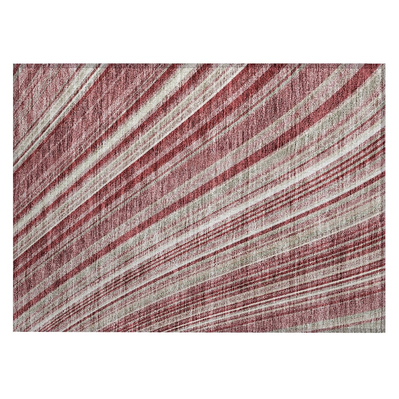 Machine Washable Indoor/ Outdoor Stripe Wave Chantille Rug