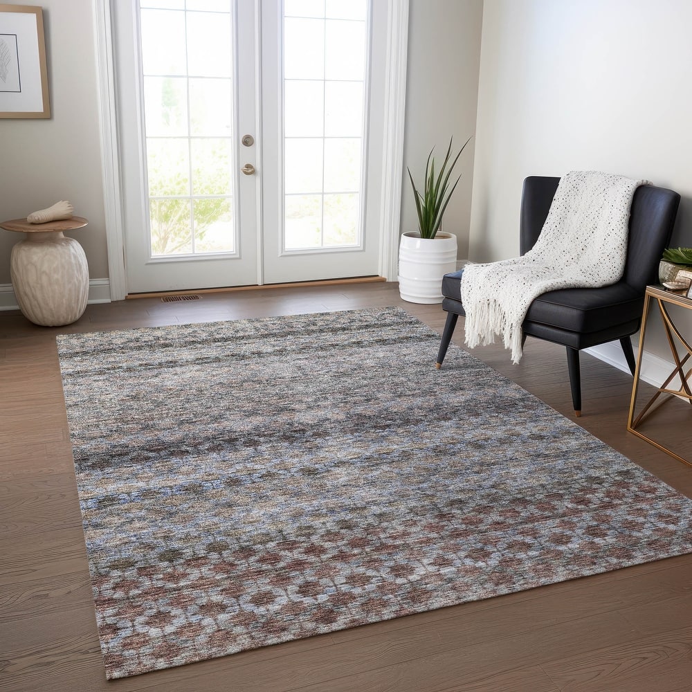Machine Washable Indoor/ Outdoor Ombre Geo Chantille Rug