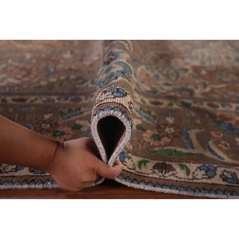 Oriental Tabriz Persian Vintage Area Rug Hand-Knotted Wool Carpet - 8'7"x 11'5"